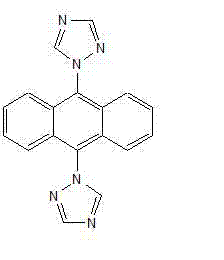Chemical structure of 1-[9-(1H-1,2,4-triazol-1-yl)anthracen-10-yl]-1H-1,2,4-triazole showing the anthracene core flanked by two triazole rings