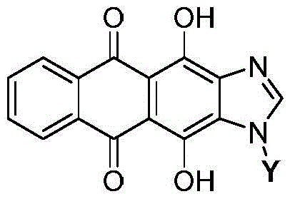 General structural formula of the novel anthraquinone imidazole riboside analogues with variable sugar groups
