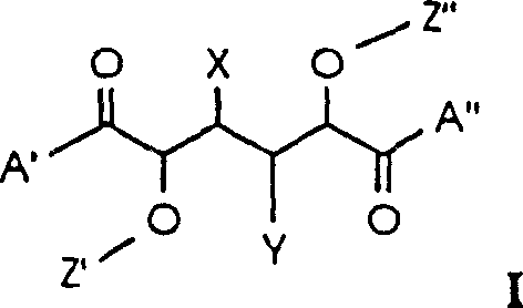 Chemical structure of Formula I antiviral protease inhibitors showing the central mannose-derived backbone and variable side chains