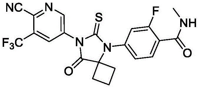 Chemical structure of Apalutamide showing the core spiro-hydantoin scaffold