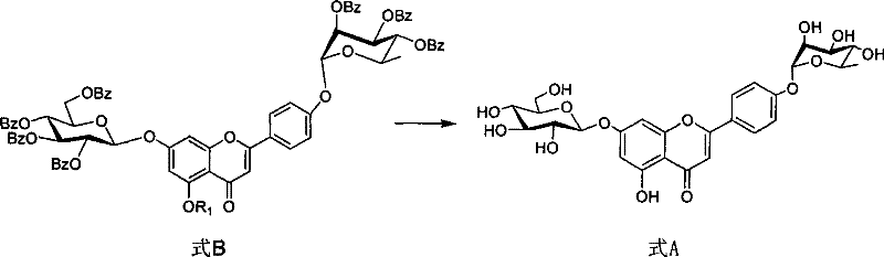 Mitsunobu coupling reaction converting Formula J and Formula I into the fully protected Formula B