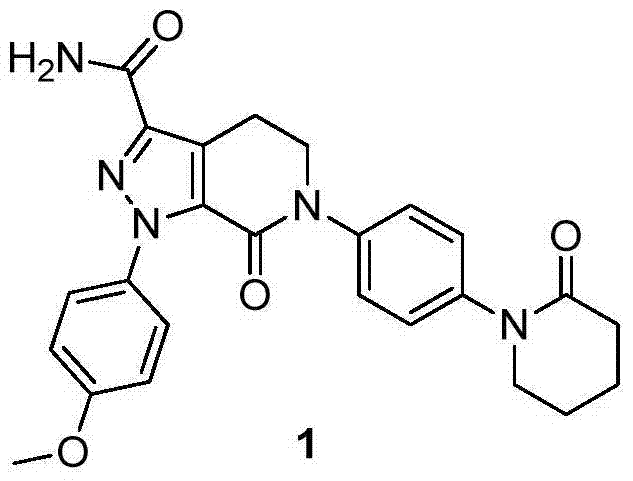 Chemical structure of Apixaban showing the core pyrazolo-pyridine scaffold
