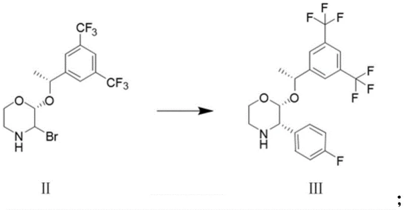 Novel Suzuki coupling reaction scheme converting bromo-morpholine to fluoro-phenyl morpholine