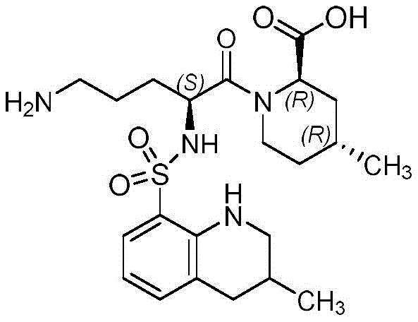 Chemical structure of Argatroban Impurity G showing the specific hydrolysis site on the ornithine side chain