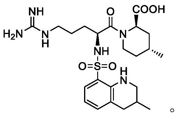 Chemical structure of Argatroban showing the complex stereochemistry required for biological activity