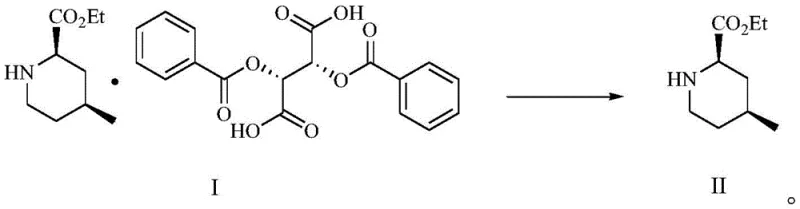 Chemical equation for the alkaline liberation of the free base intermediate from the diastereomeric salt