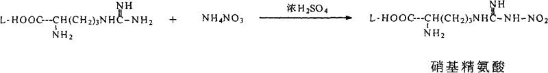 Synthesis pathway for Nitro-arginine precursor used in the main reaction