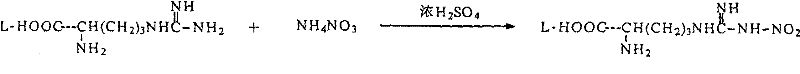 Synthesis of N-nitro-L-arginine from L-arginine and ammonium nitrate