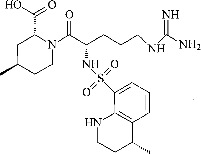 Chemical structure of Argatroban showing the piperidine and quinoline sulfonyl moieties targeted for purification