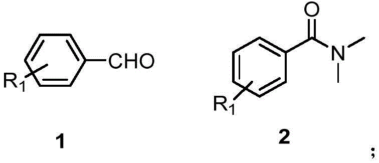 General reaction scheme for the preparation of aromatic amide compounds from aldehydes and DMF