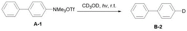 Specific example of deuteration reaction converting aromatic quaternary ammonium salt to deuterated biphenyl using CD3OD and UV light