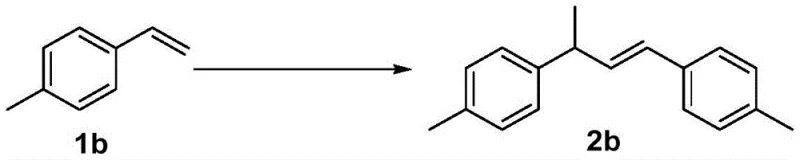 Dimerization of 4-methylstyrene to 1,3-bis(4-methylphenyl)-1-butene demonstrating substrate scope with electron-donating groups