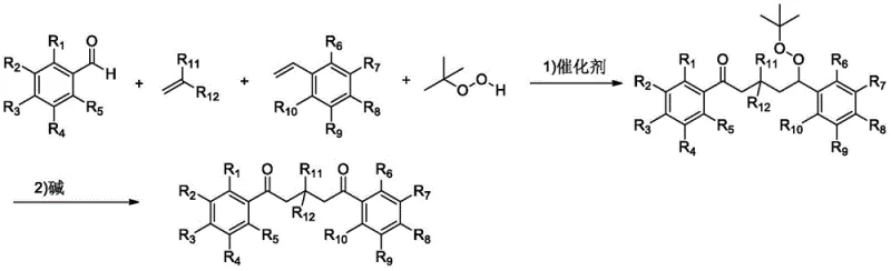 General reaction scheme for the preparation of aromatic ketones substituted by different functional groups at beta and delta positions