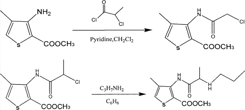 Complete three-step synthesis route for Articaine Hydrochloride showing amidation, amination, and salification