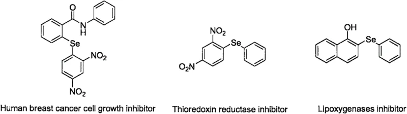 Common drug molecules containing aryl selenide structures such as Ebselen
