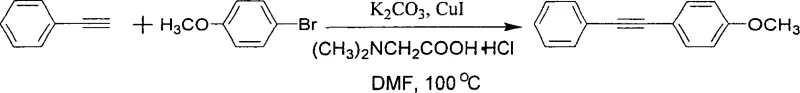 Coupling of phenylacetylene and p-iodoanisole using CuI and amino acid ligand