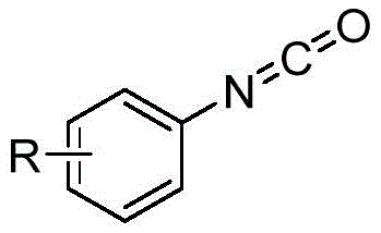 Chemical structure of the aryl isocyanate substrate (Compound 2) showing variable R groups