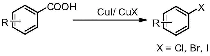 Decarboxylative halogenation using stoichiometric cuprous halides
