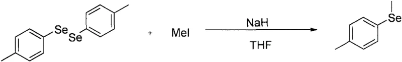 Synthesis of arylmethylselenide using diaryldiselenides and sodium hydride reported by Krief et al.