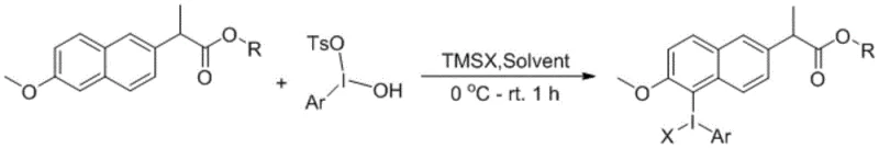 Synthesis of aryl naproxen hypervalent iodine via ligand exchange