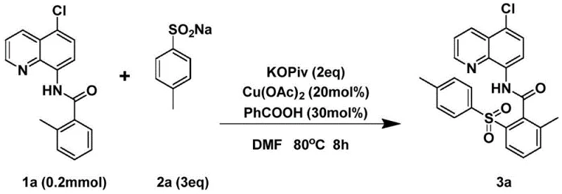 Specific example reaction scheme for the synthesis of compound 3a using copper catalysis