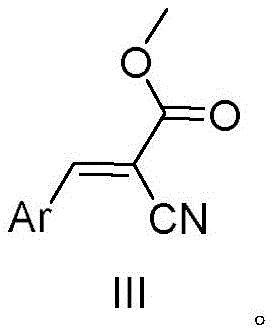 General reaction scheme showing the synthesis of arylacrylonitrile compounds from arylacetonitrile and methyl cyanoacetate using Ru/C catalyst