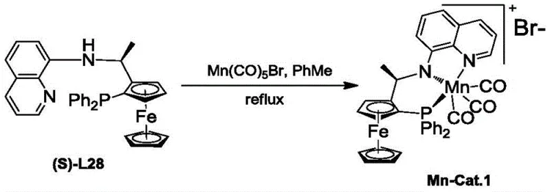 Synthesis of the active Mn-PNN catalyst complex from ligand and Mn(CO)5Br