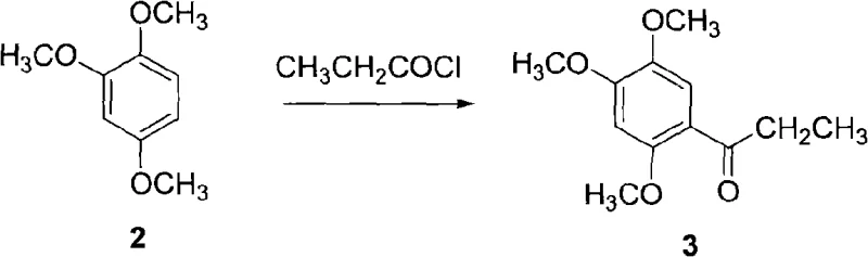 Step 1 Friedel-Crafts acylation of 1,2,4-trimethoxybenzene to form 2,4,5-trimethoxypropiophenone