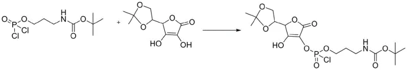 Coupling reaction forming monochlorophosphate intermediate with protected ascorbic acid