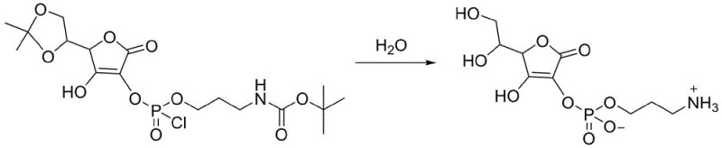 Hydrolysis step yielding final 2-O-(3-aminopropyl hydrogen phosphoryl)-ascorbic acid product