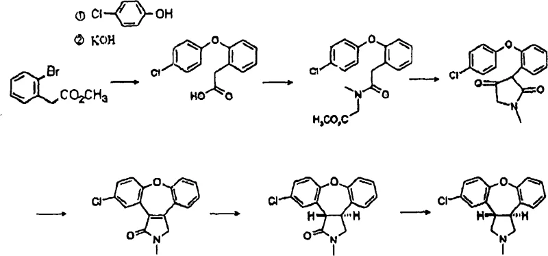 Prior art synthesis route showing the use of difficult-to-obtain methyl 2-bromophenylacetate as a starting material
