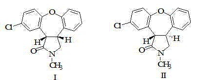 Structural isomers I and II of the 11-chloro-dibenzo-oxepino-pyrrole intermediate showing stereochemical complexity