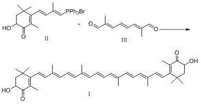 Reaction scheme showing the Wittig coupling of Compound II and Compound III to form Astaxanthin