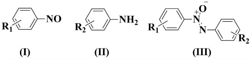 General reaction scheme for CuCl catalyzed synthesis of asymmetric azoxybenzene from aromatic amine and nitrosobenzene