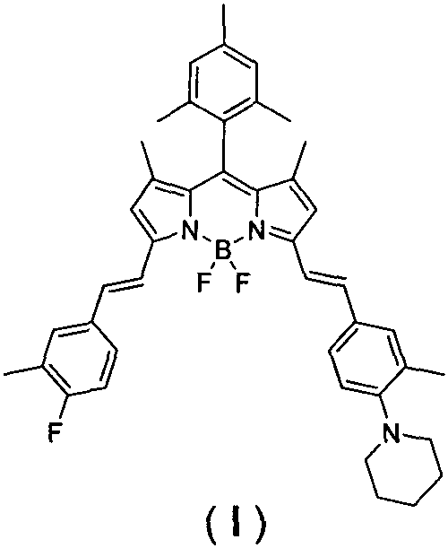 Chemical structure of the 3,5-position asymmetric modified BODIPY near-infrared fluorescent dye (Compound I)
