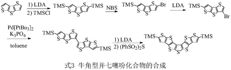 Chemical structure of the target asymmetric seven-membered fused thiophene showing dual TMS substitution