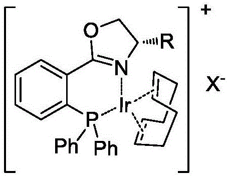 Structure of the iridium-phosphine oxazoline complex catalyst used in the invention