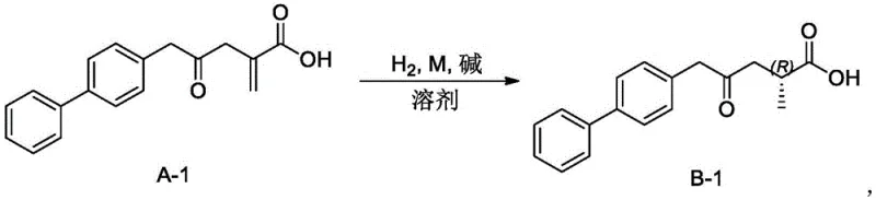 Specific example of asymmetric hydrogenation converting substrate A-1 to chiral product B-1