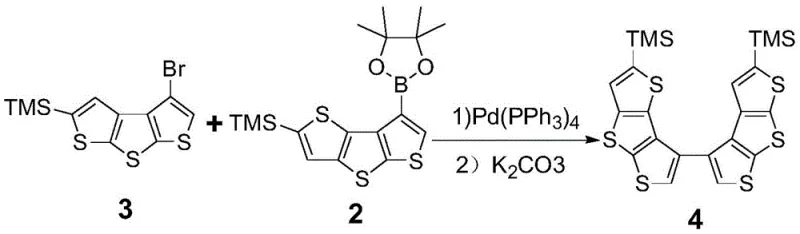 Suzuki coupling reaction forming the asymmetric dithienothiophene dimer intermediate