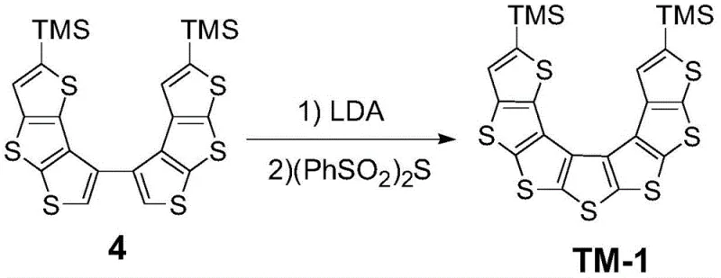 Oxidative cyclization using LDA and diphenyl disulfone to form the final helicene structure