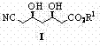 Chemical structure of (3R,5R)-3,5-dihydroxy-6-cyanohexanoate showing chiral centers