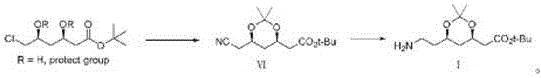 General structural conversion of Atorvastatin intermediate showing the core dioxolane ring system