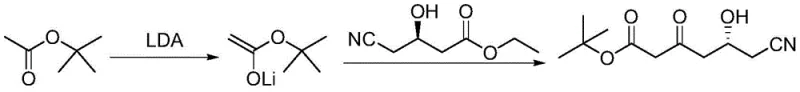 Prior art reaction scheme showing LDA mediated enolization at -78°C highlighting the cryogenic limitations