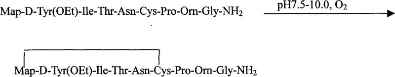 Oxidation step forming the disulfide bridge in Atosiban at pH 7.5-10.0