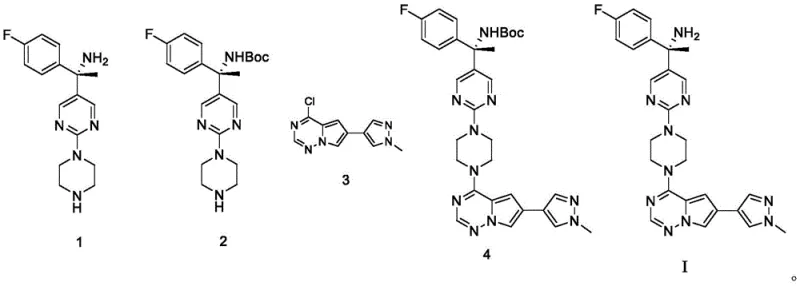 Synthetic route of Avapritinib showing Boc protection, coupling, and deprotection steps