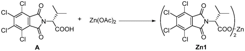 Synthetic route for preparing chiral carboxylate zinc promoter from chiral acid A and zinc acetate