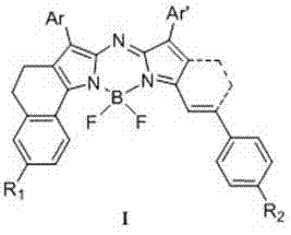 General chemical structure of near-infrared aza-BODIPY dye showing variable substituents R1, R2, Ar, and Ar'