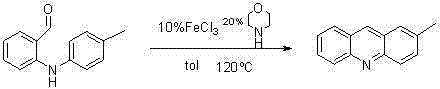 Reaction scheme showing the FeCl3 catalyzed cyclization of o-anilino aromatic aldehydes to form azaanthracene derivatives
