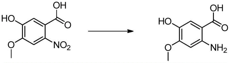 Reaction scheme for the FeCl3 catalyzed reduction of nitro group to amino group