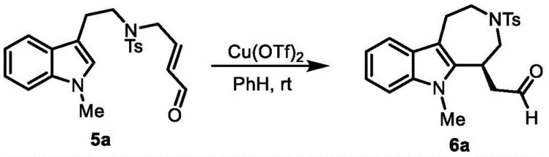Specific example of the final cyclization step converting compound 5a to 6a using Cu(OTf)2